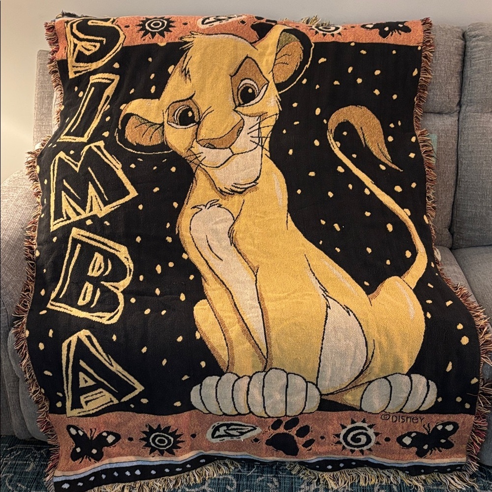 Y2K Disney Simba the Lion King blanket. Vintage